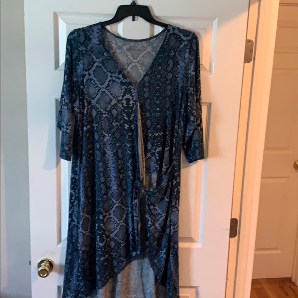 Blue snake print duster top.